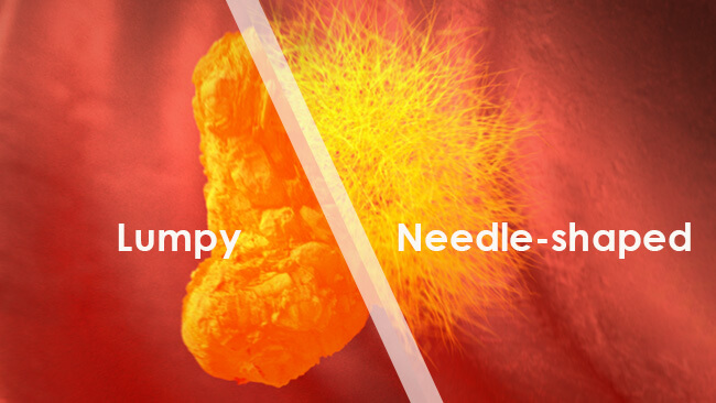 Lumpy vs needle shaped crystals